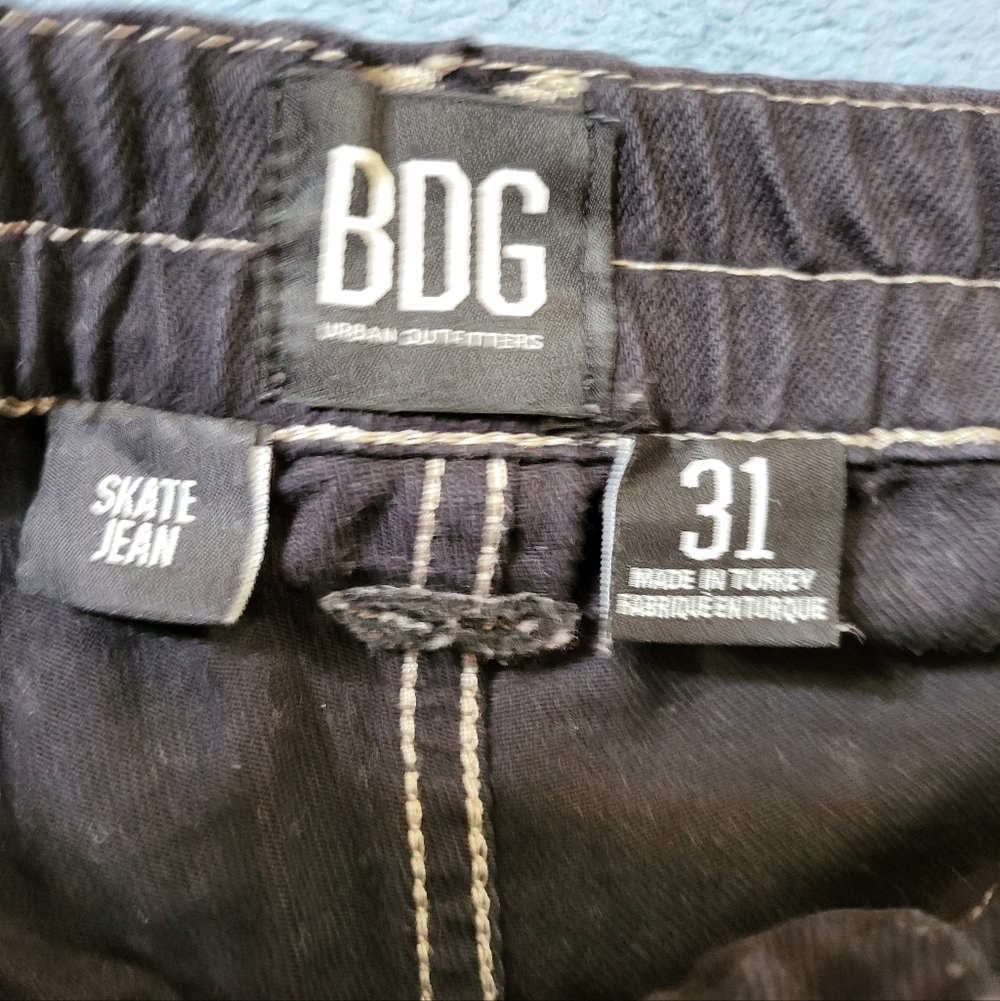 BDG Urban Outfitters Skate Jeans Women's 31 Black Cargo High Rise Straight Denim - Picture 8 of 10